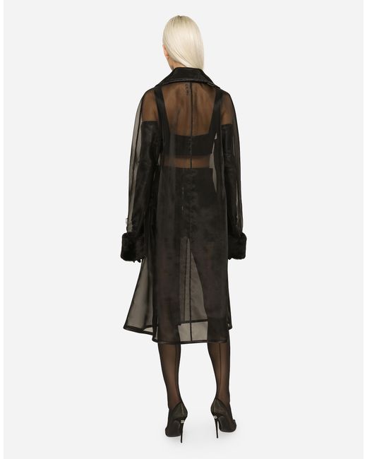 Dolce & Gabbana Kim Organza Trench Coat With The Re-Edition Label Black