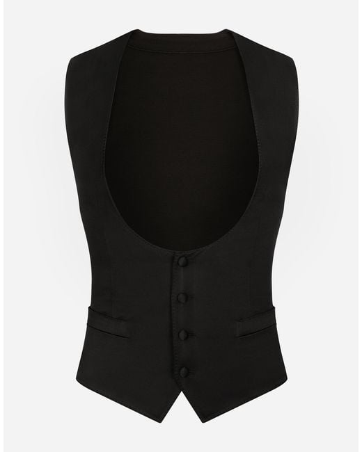 Dolce & Gabbana Black Single-Breasted Silk Vest for men