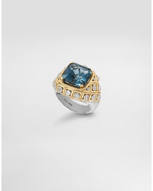 Dolce & Gabbana Blue Eleganza Ring 18-Carat And, Topazes, And Sapphires