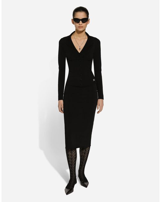Dolce & Gabbana Dgロゴ ストレッチビスコース ニット ショートジャケット Black