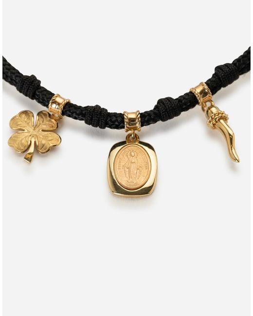 Dolce & Gabbana Blue Sicily Fabric Bracelet With Pendant for men
