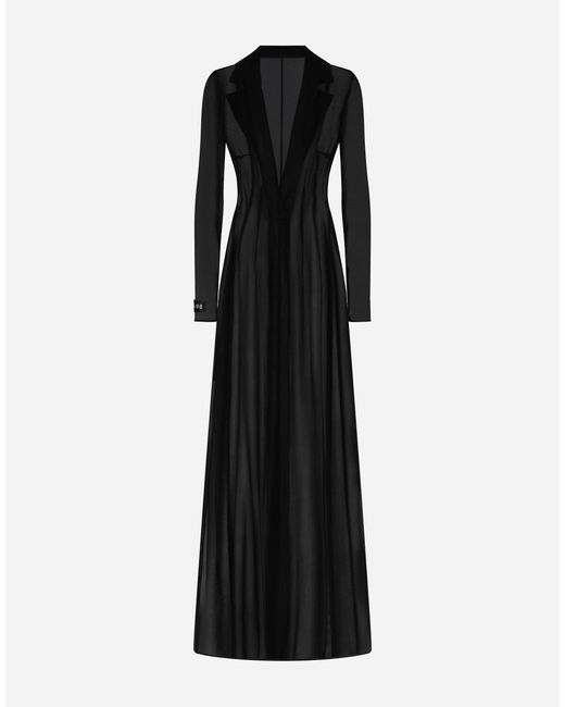 Dolce & Gabbana Black Silk Chiffon Duster Coat