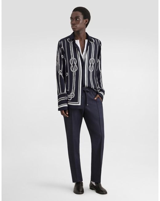 Dolce & Gabbana Blue Virgin Wool Jogging Trousers for men
