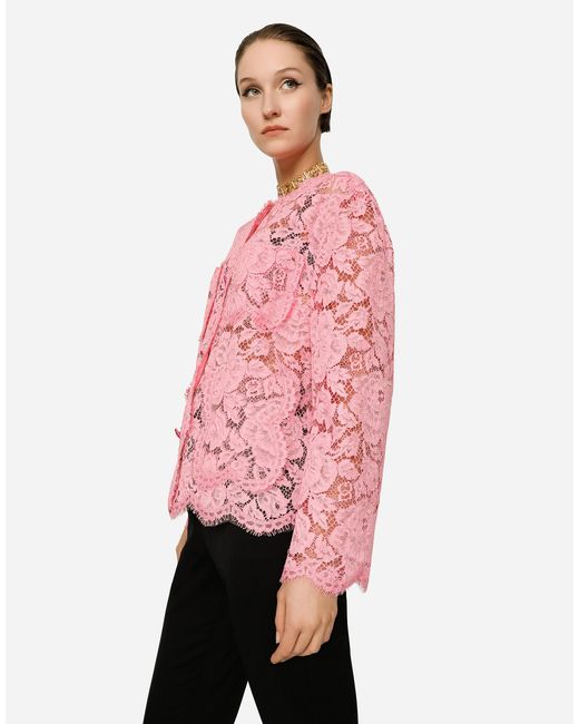 Dolce & Gabbana シングルブレストブレザー レース Pink