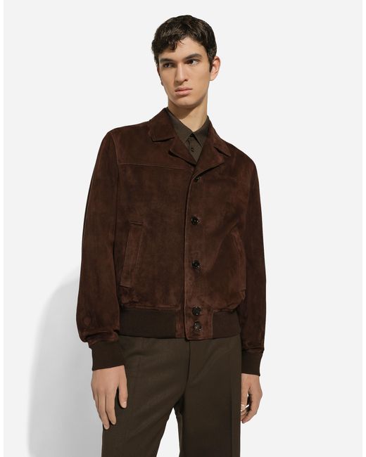 Dolce & Gabbana Brown Dolce & Gabbana Suede Jacket for men
