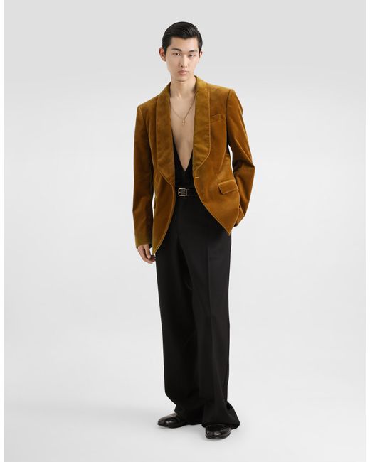 メンズ Dolce & Gabbana ベルベット シングルブレストジャケット Natural
