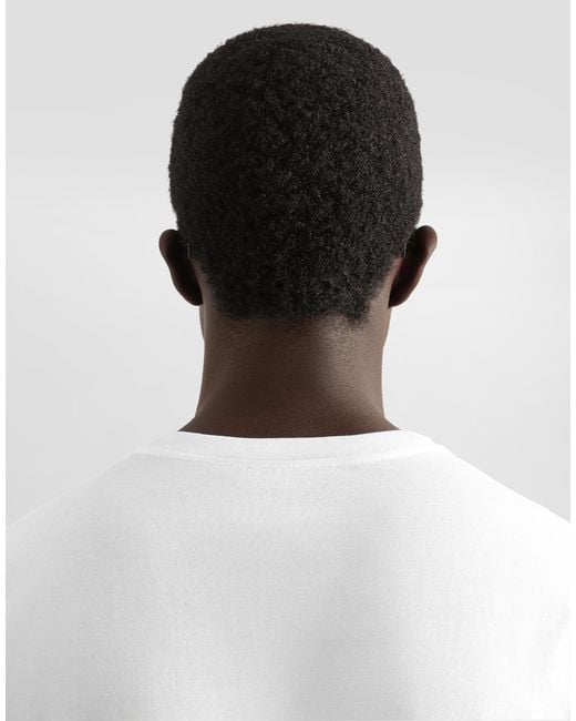 Dolce & Gabbana T-Shirt Aus Baumwolle Mit Plakette in White für Herren