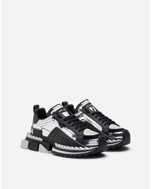 Dolce & Gabbana Two-tone Super King Sneakers in Silver (Metallic) for ...