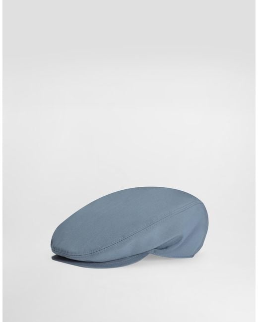 Dolce & Gabbana Blue Wool Poplin Flat Cap for men