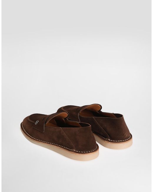Dolce & Gabbana Brown Reversed Calfskin Slipper for men
