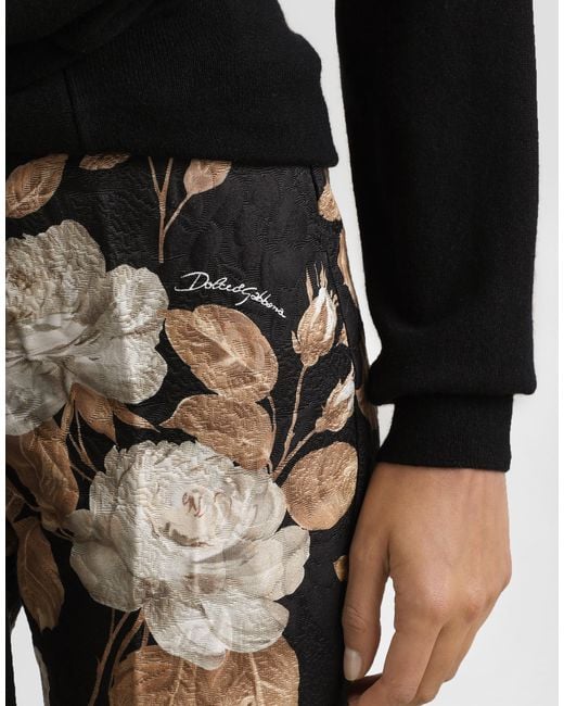 Dolce & Gabbana Multicolor Vintage Rose- Brocade Trousers