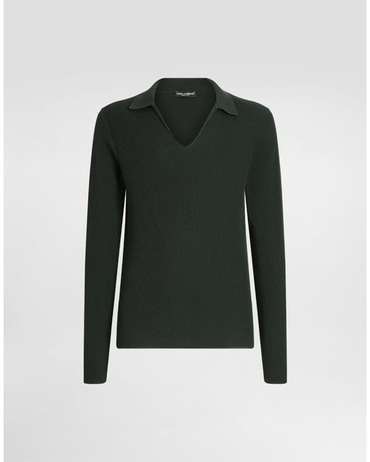 Dolce & Gabbana Gerippter Pullover Aus Baumwolle in Green für Herren