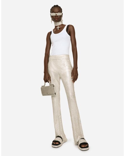 Dolce & Gabbana White Satin Phone Bag With Fusible Rhinestones