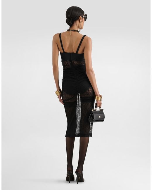 Robe Midi En Dentelle Dolce & Gabbana en coloris Black