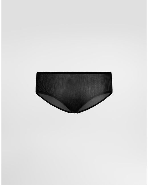 Dolce & Gabbana Gray Tulle-Lace Overlay Briefs