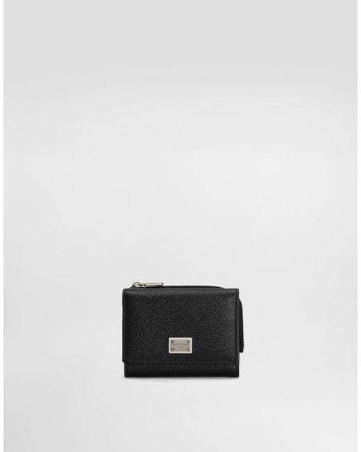 Dolce & Gabbana White Calfskin French-Flap Wallet With Logo Tag for men