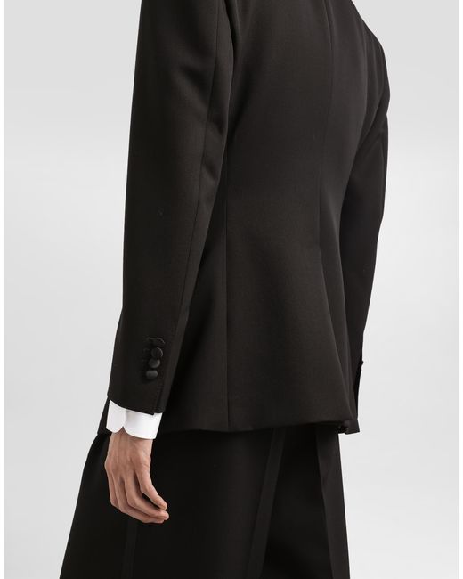 Dolce & Gabbana Black Single-Breastedwool And Silk Blend Jacket for men