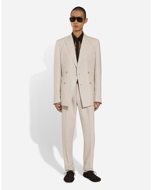 Dolce & Gabbana Natural Double-Breasted Portofino-Fit Jacket for men