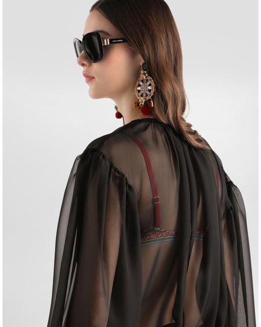 Dolce & Gabbana Black Silk Chiffon Top