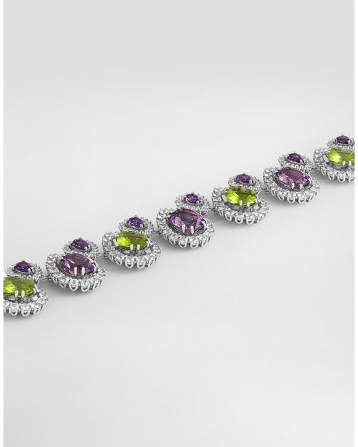 Dolce & Gabbana Blue Eleganza Necklace 18-Carat, Amethysts, Peridots, And Sapphires