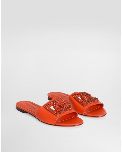 Dolce & Gabbana Red Flat Slides