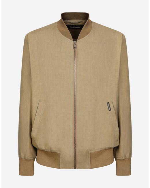 Dolce & Gabbana Natural Unlined Linen Bomber Jacket for men