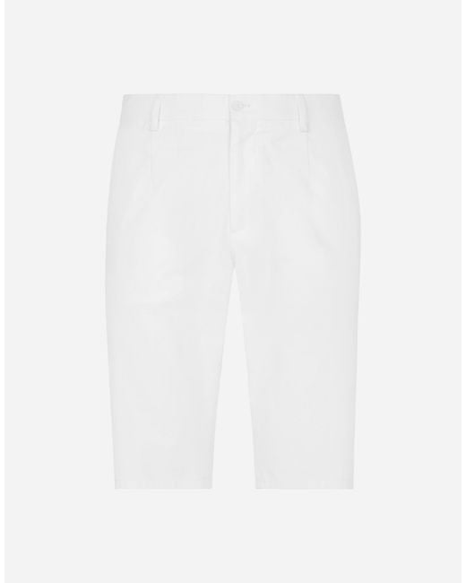 Bermuda En Coton Stretch À Écusson Dg Dolce & Gabbana pour homme en coloris White