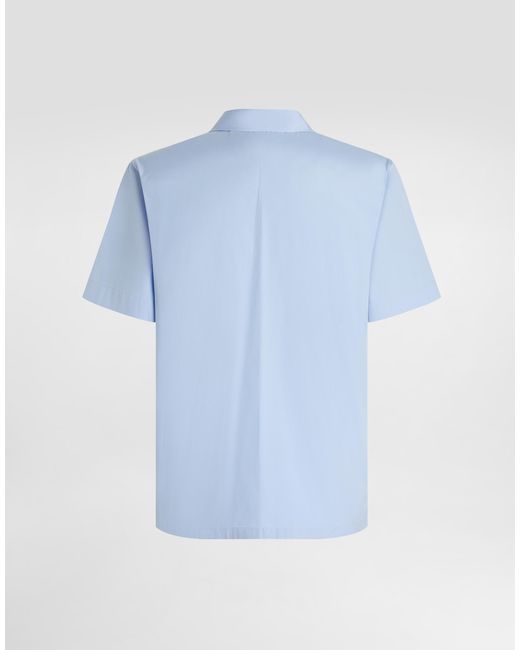 Dolce & Gabbana Blue Hawaii Revere-Collar Shirt for men