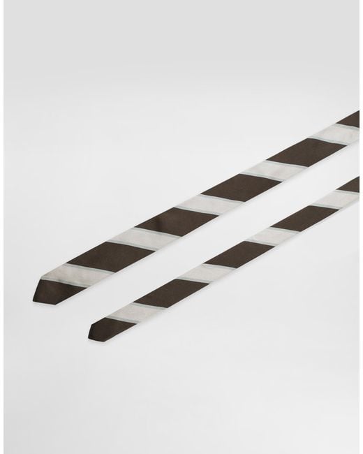 Dolce & Gabbana White Striped Tie for men
