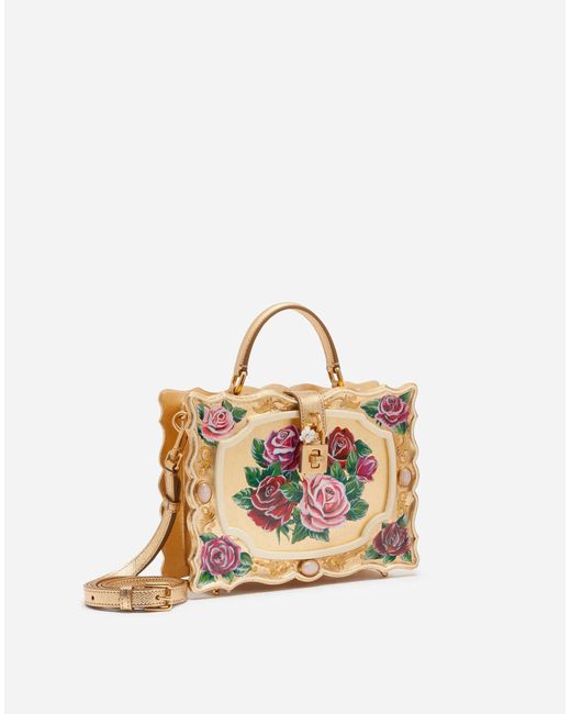 Dolce & Gabbana Leder Tasche Dolce Box aus holz handbemalt majolika Damen Taschen Taschen mit Griff 