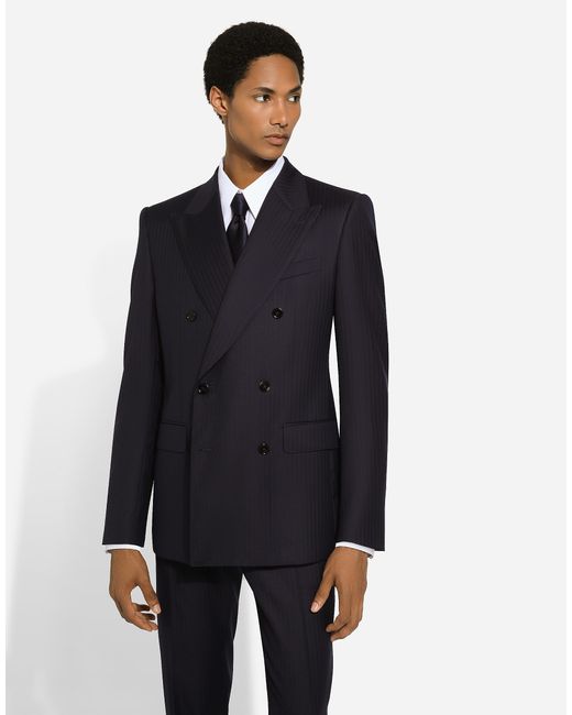 Dolce & Gabbana Zweireihige Jacke Sicilia Aus Wolle in Blue für Herren