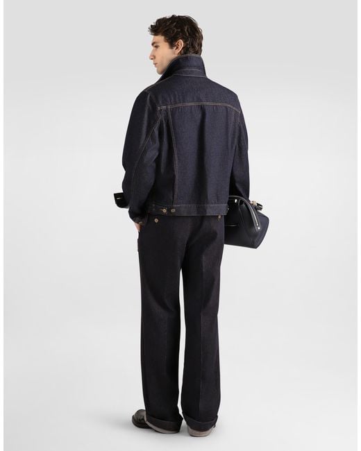 Dolce & Gabbana Blue Denim Joggers With Patch for men