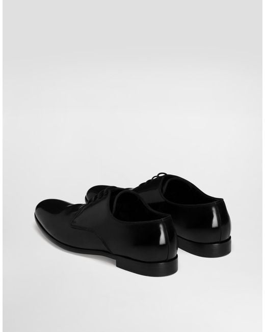 Dolce & Gabbana Black Brushed Calfskin Derby Shoes for men