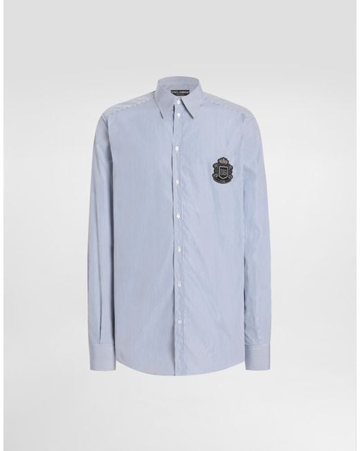 Dolce & Gabbana Blue Striped Martini Shirt for men