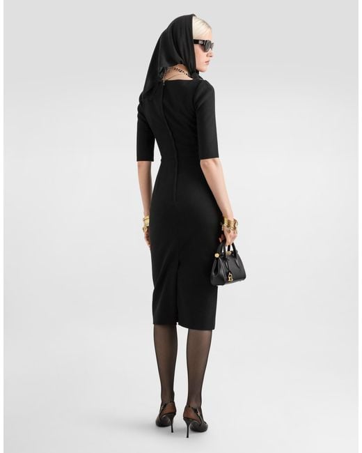 Dolce & Gabbana Black Double Wool Crêpe Dress