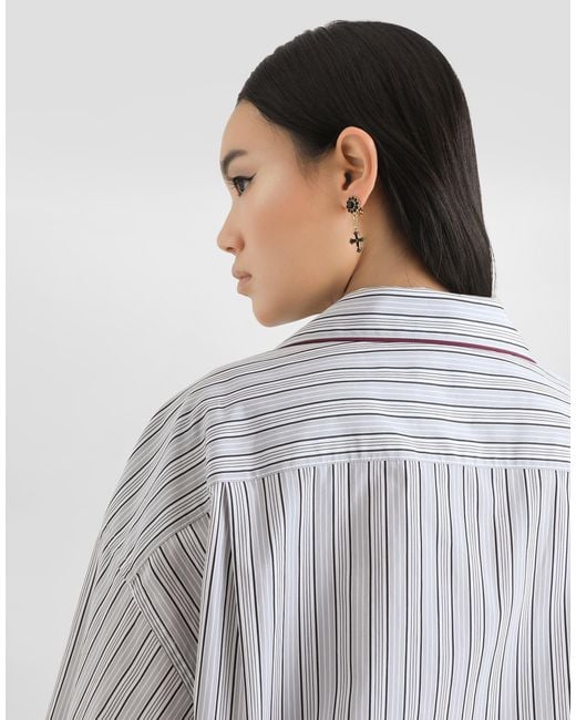 Dolce & Gabbana White Striped Poplin Shirt