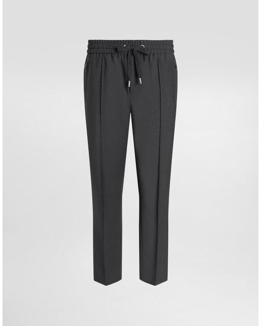 Dolce & Gabbana Gray Wool Jogging Pants for men