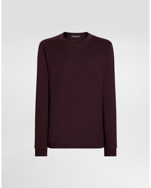 Dolce & Gabbana Purple Cotton Long-Sleeve T-Shirt for men