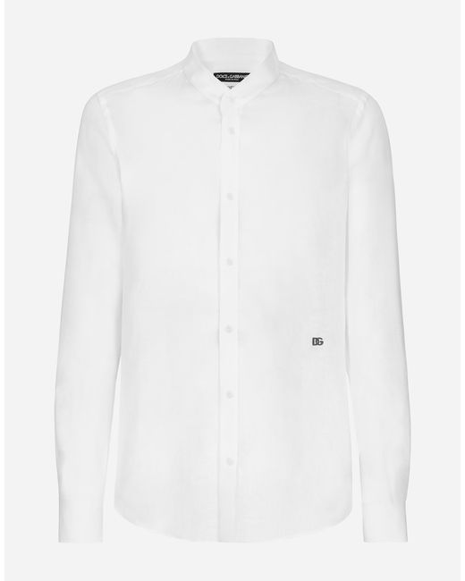 メンズ Dolce & Gabbana シャツ マルティーニフィット リネン Dgハードウェア White