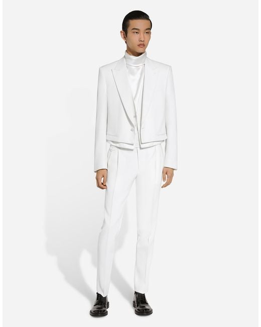 Dolce & Gabbana White Single-Breasted Sicilia-Fit Jacket With Faux Vest for men