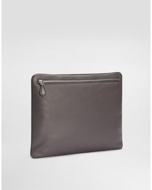 Dolce & Gabbana Pouch Bag Aus Kalbsnappaleder in Gray für Herren