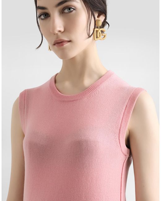 Dolce & Gabbana Pink Cashmere Tank Top With Inside-Out Seams