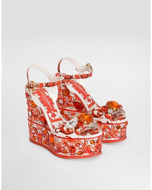Dolce & Gabbana Red Sandalo Zeppa