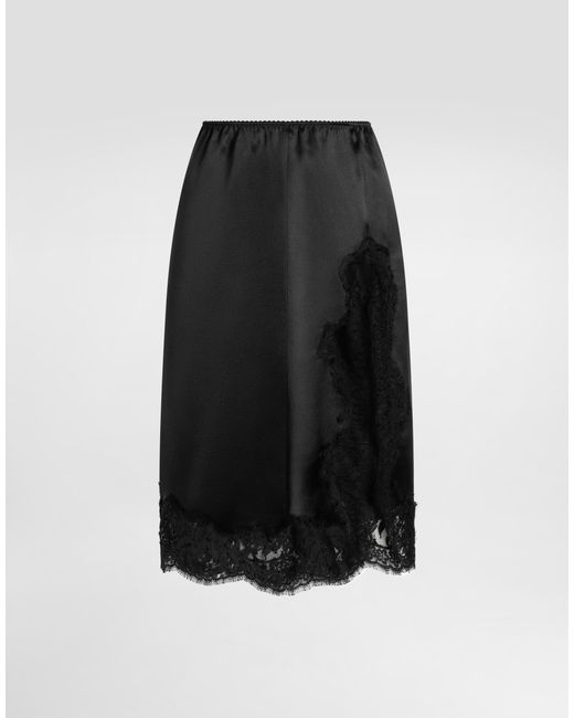 Dolce & Gabbana Black Satin Midi Skirt