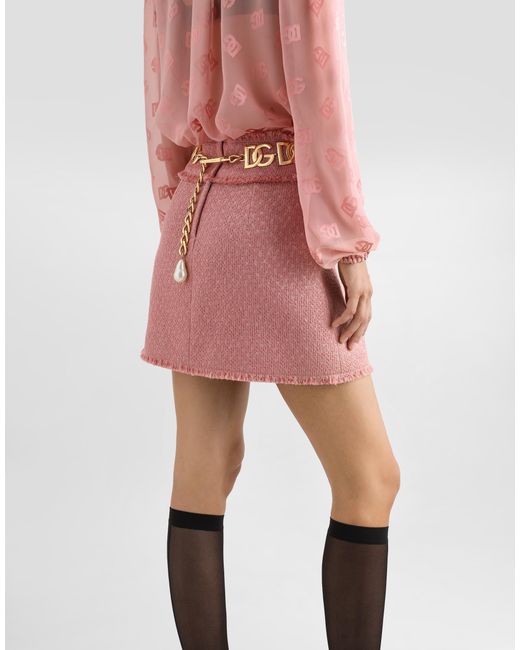 Dolce & Gabbana Pink Minirock Aus Raschel-Wolltweed