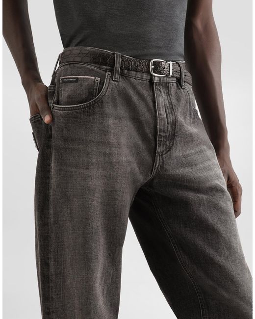 Dolce & Gabbana Gray Denim Trousers for men
