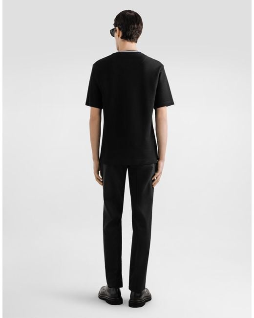Camiseta En Piqué De Algodón Dolce & Gabbana de hombre de color Black