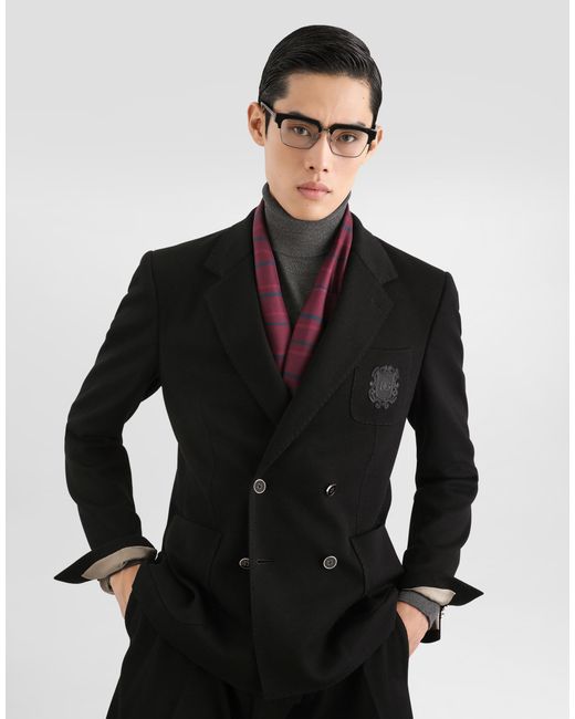 Dolce & Gabbana Black Portofino Double-Breasted Jersey Jacket for men