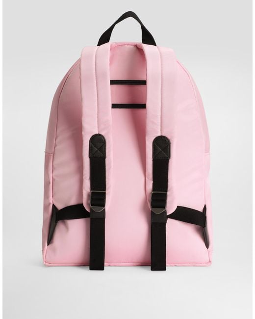 Dolce & Gabbana Pink Nylon Backpack With Dg Rubber Patch for men