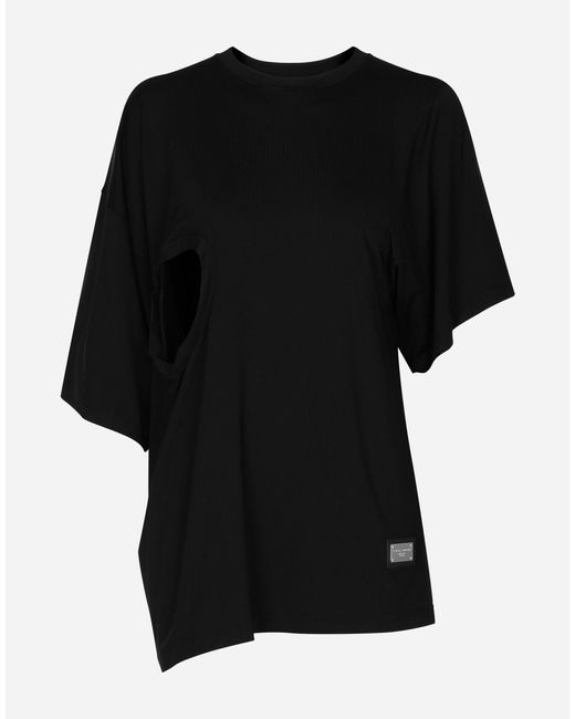 Dolce & Gabbana Black Asymmetrical Top With Cut-Out